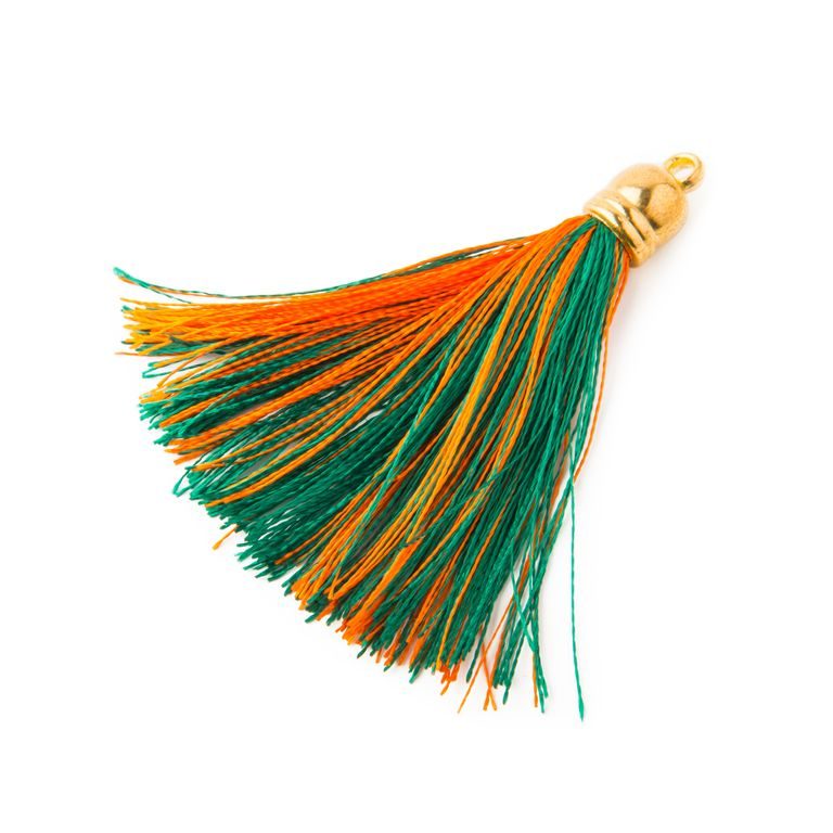 Silk tassel 5cm green and orange