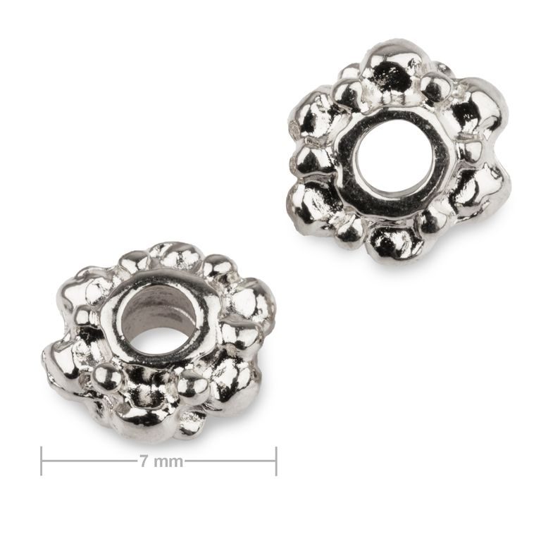 Metal spacer bead flower 7mm in the colour of platinum