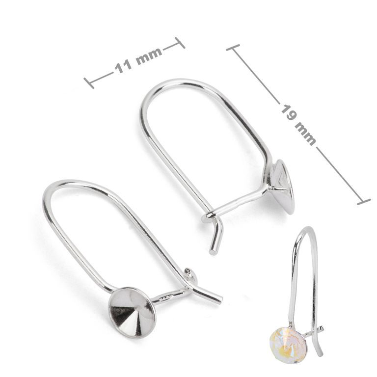 Sterling silver 925 kidney earring hook for SWAROVSKI 1122 5mm No.92