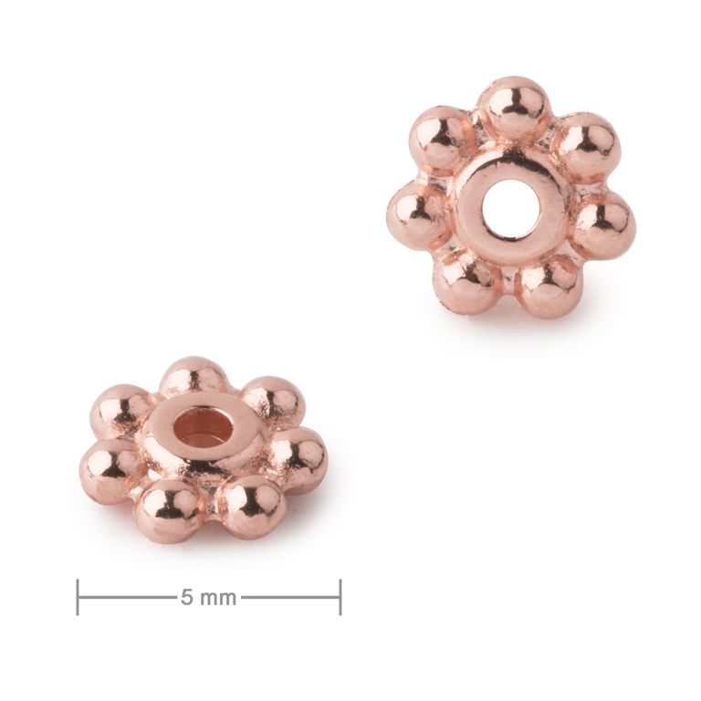 Kovový korálik medzidiel kvietok 5 mm rose gold