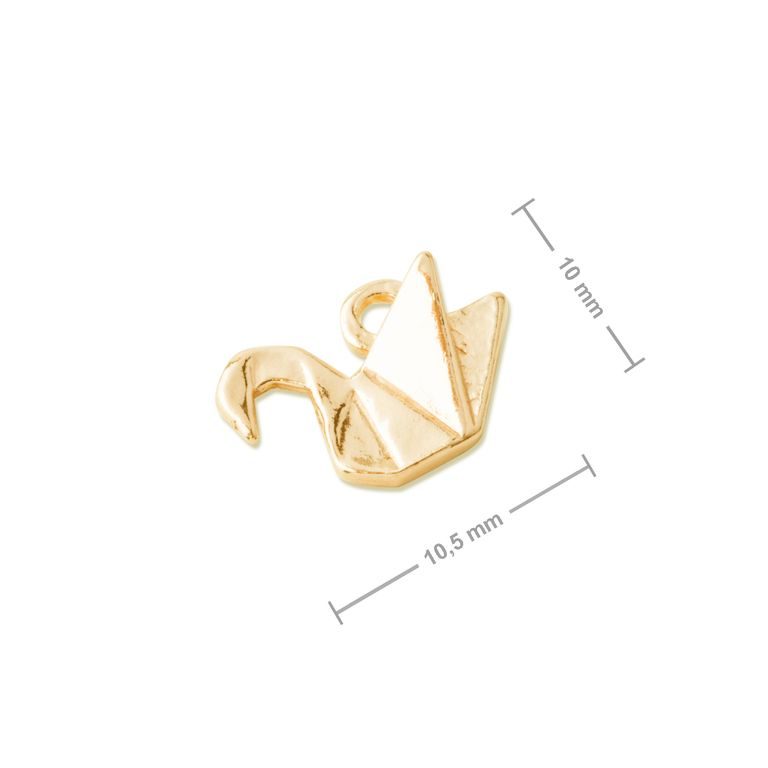 Silver pendant origami swan gold plated No.1040