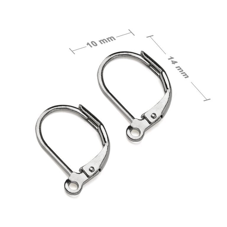 Leverback earring hooks14x10mm in the colour of platinum