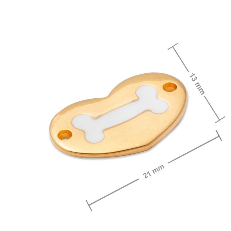 Manumi spojovací díl kost v rámečku ve tvaru srdce 21x13mm pozlacený