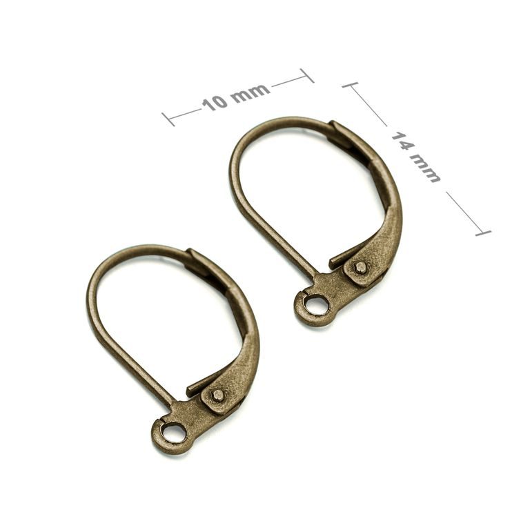 Leverback earring hooks 14x10mm antique brass