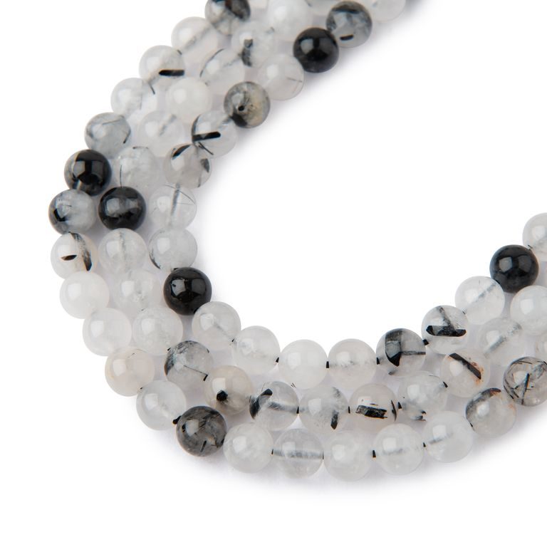 Black Rutilated Quartz A beads 4mm