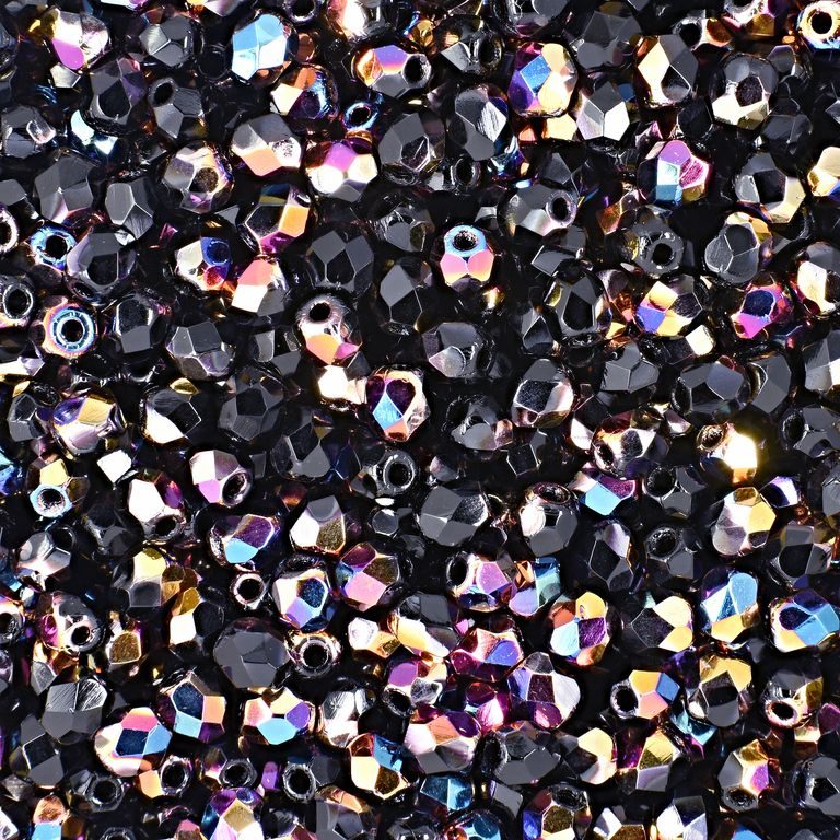 Glass fire polished beads 3mm Vitex Jet