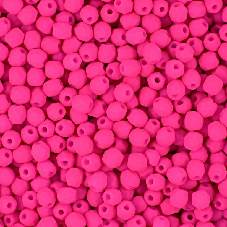 Broušené korálky 3mm Neon Pink