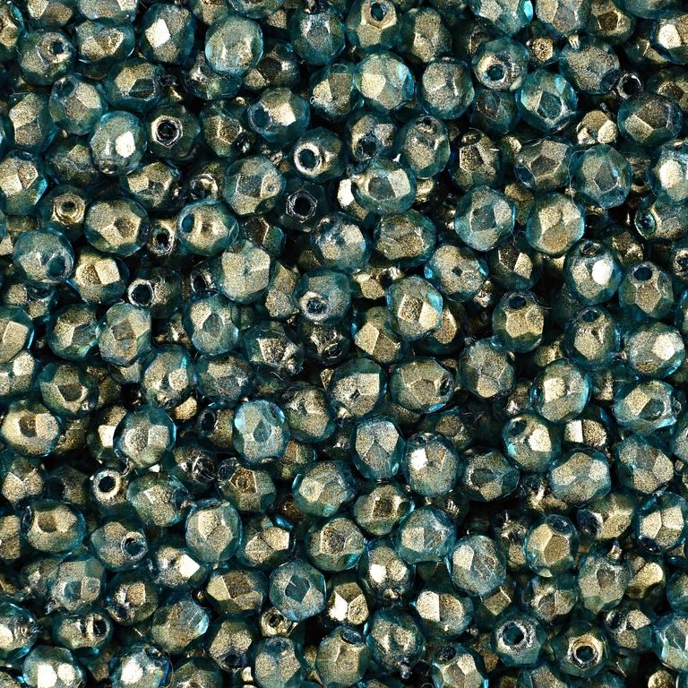 Glass fire polished beads 3mm Halo Azurite