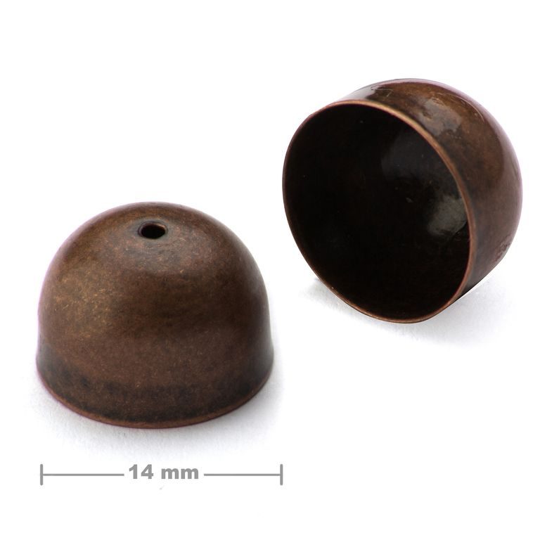 Plain bead cap 14mm antique copper