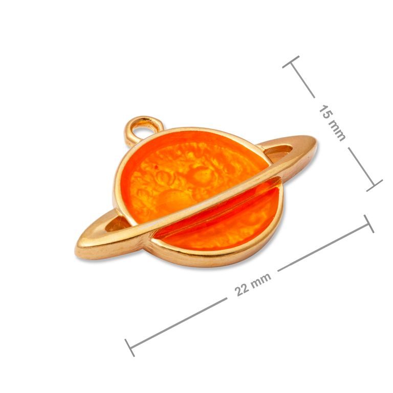 Manumi prívesok oranžová planéta 22x15mm pozlátený
