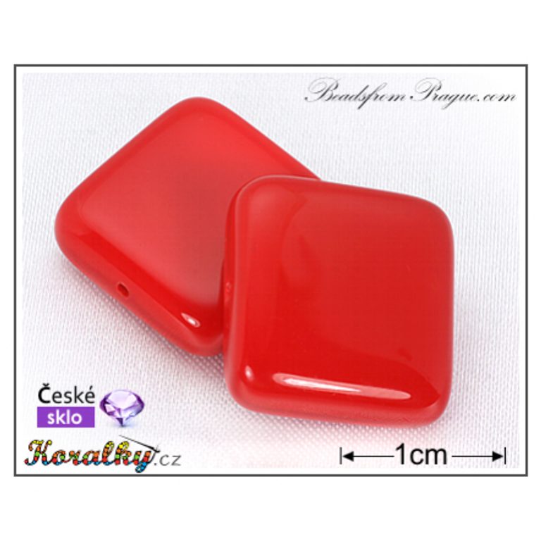 Czech glass pressed bead square 17x17mm red No.46