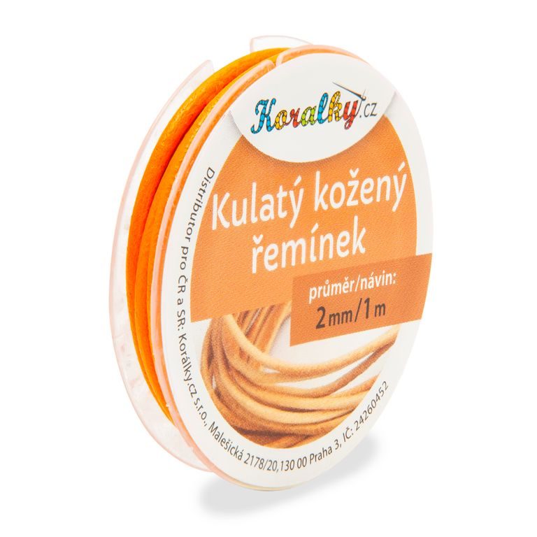 Okrúhly kožený remienok 2mm/1m oranžový č.33