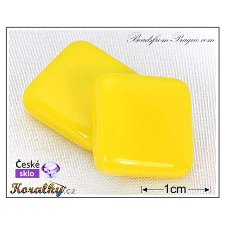 Czech glass pressed bead square 17x17mm yellow No.22