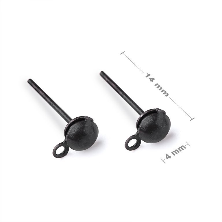 Half ball ear posts 4mm anthracite