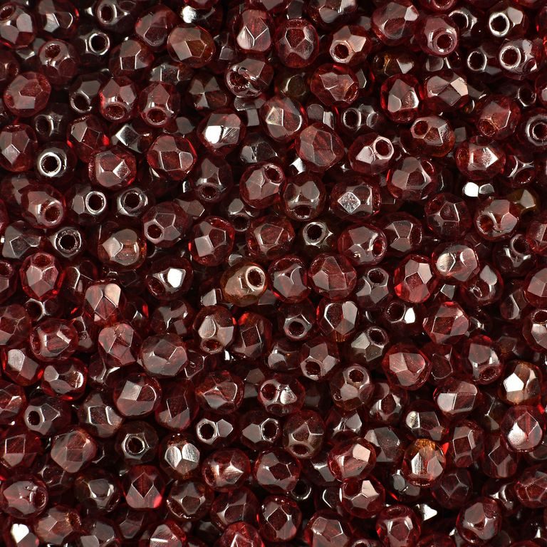 Broušené korálky 3mm Ruby