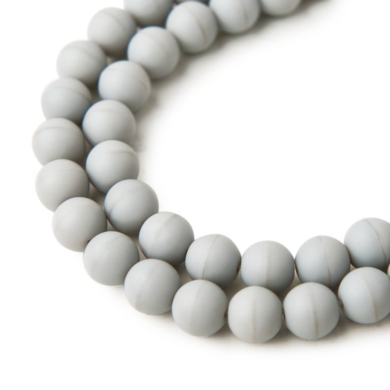 Manumi české skleněné mačkané kuličky 8 mm Light Grey Opaque Matt