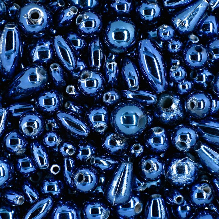 Metallic plastic beads blue