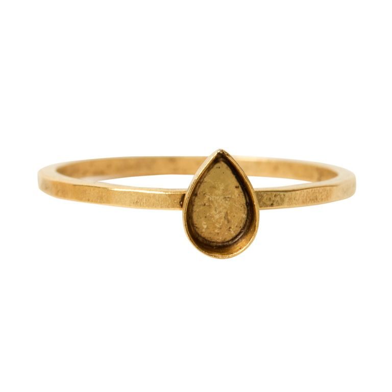 Nunn Design ring base with a setting drop 6,5x4,5mm gold-plated