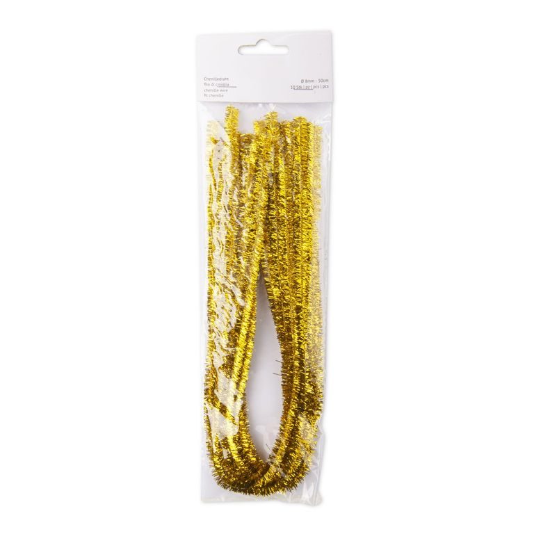 Chenille wires 50x0,8cm 10ks gold