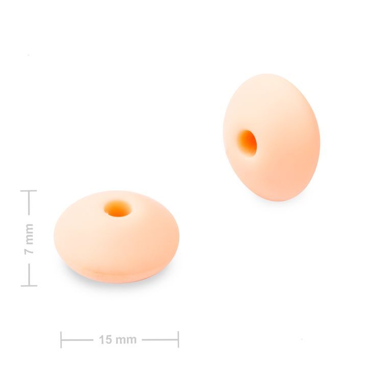 Silicone lentil beads 12x7mm Sweet Peach
