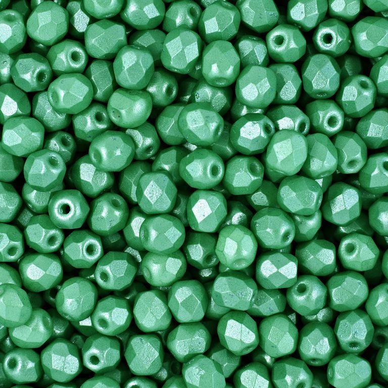 Glass fire polished beads 4mm Pearl Shine Light Green