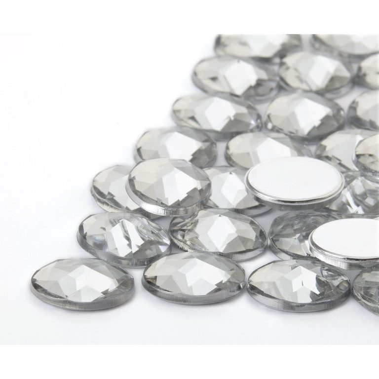 Acrylic glue-on stones oval 10x12mm crystal