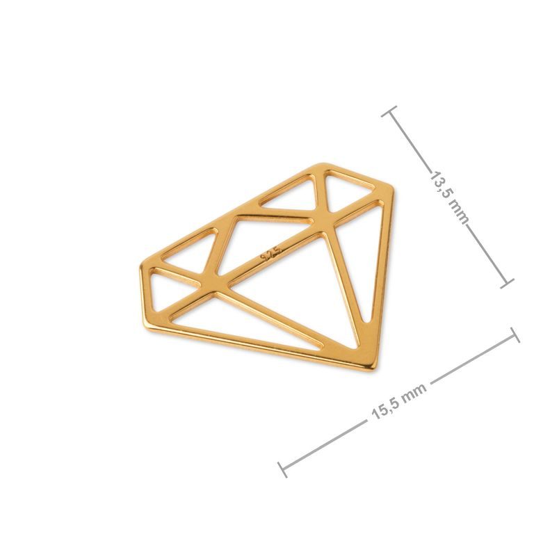 Stříbrný přívěsek diamant pozlacený 24K zlatem