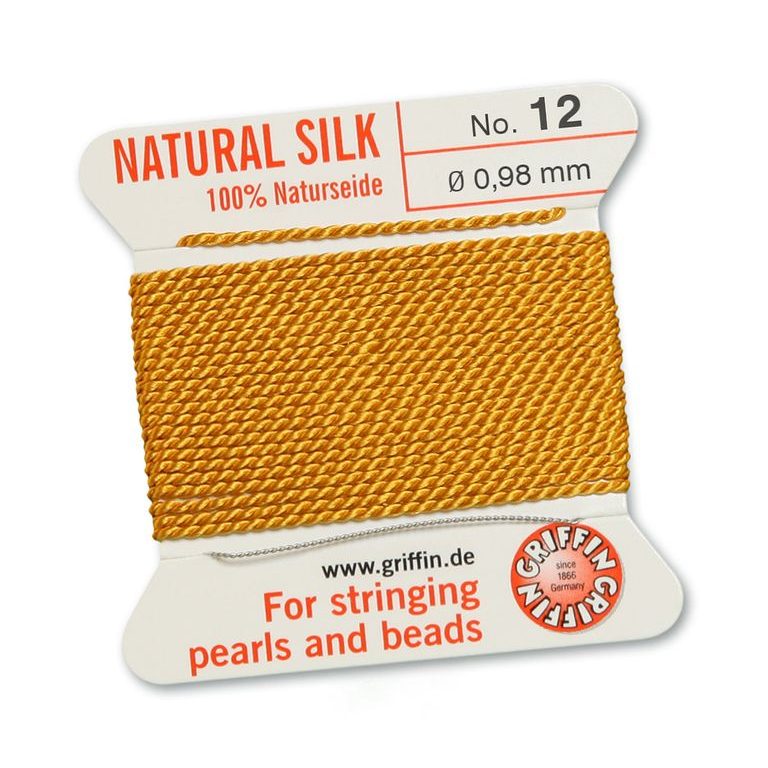 Silk thread with needle 0.98mm/2m yellow