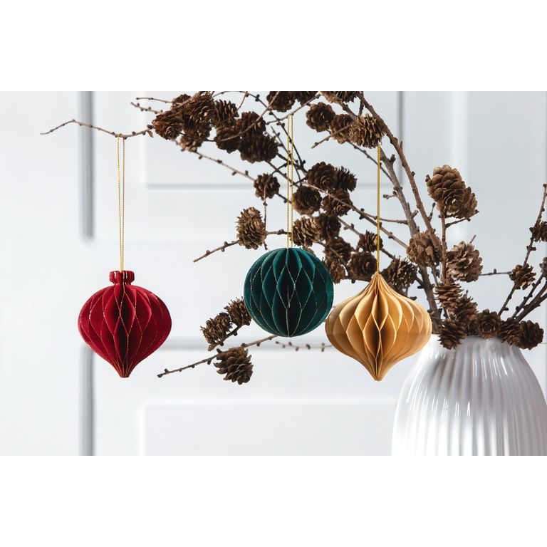 Paper decorations in the shape of Christmas baubles 3pcs