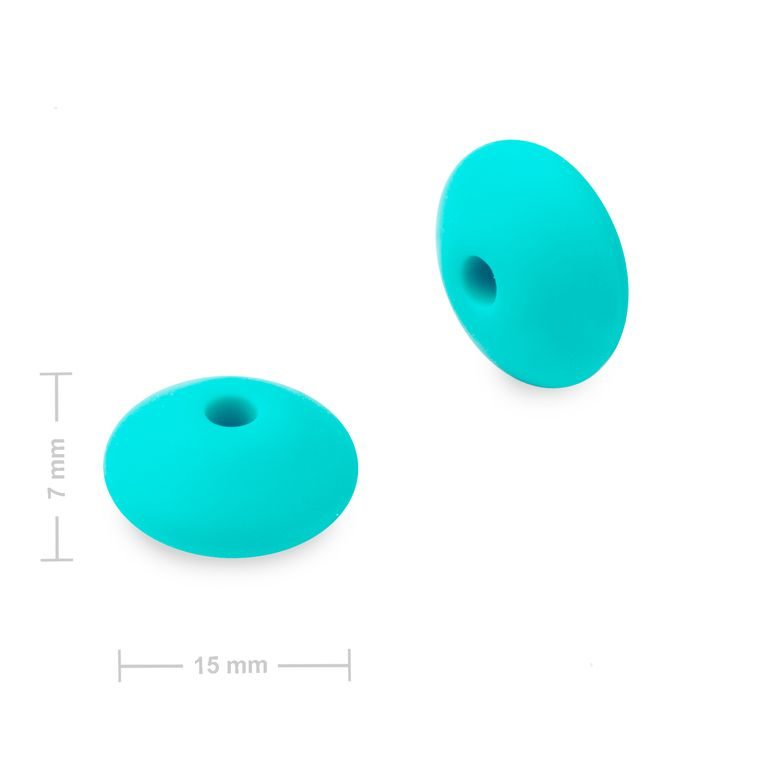 Silikonové korálky lentilky 12x7mm Turquoise
