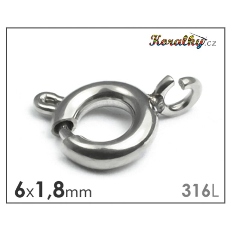 Pérový kroužek z chirurgické oceli 316L 6x1,8mm