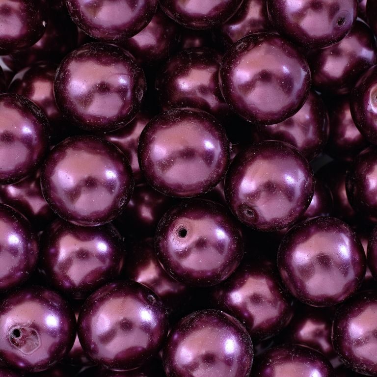 Czech glass pearls 14mm dark purple