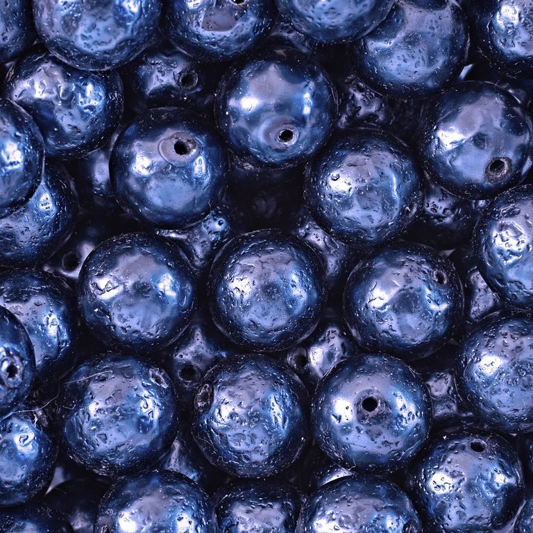 Voskové perle leptané 14mm modré