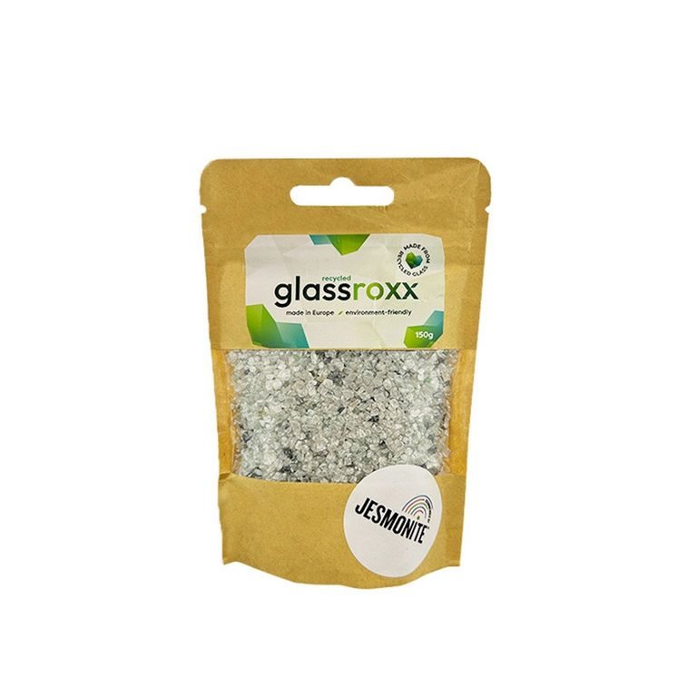 Jesmonite skleněné kamínky GlassRoxx v barvě stříbra 150 g