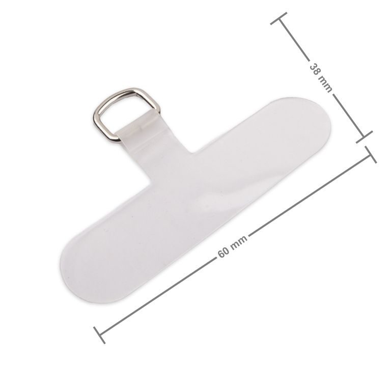 Závěsné očko na mobil transparentní s poutkem v barvě platiny