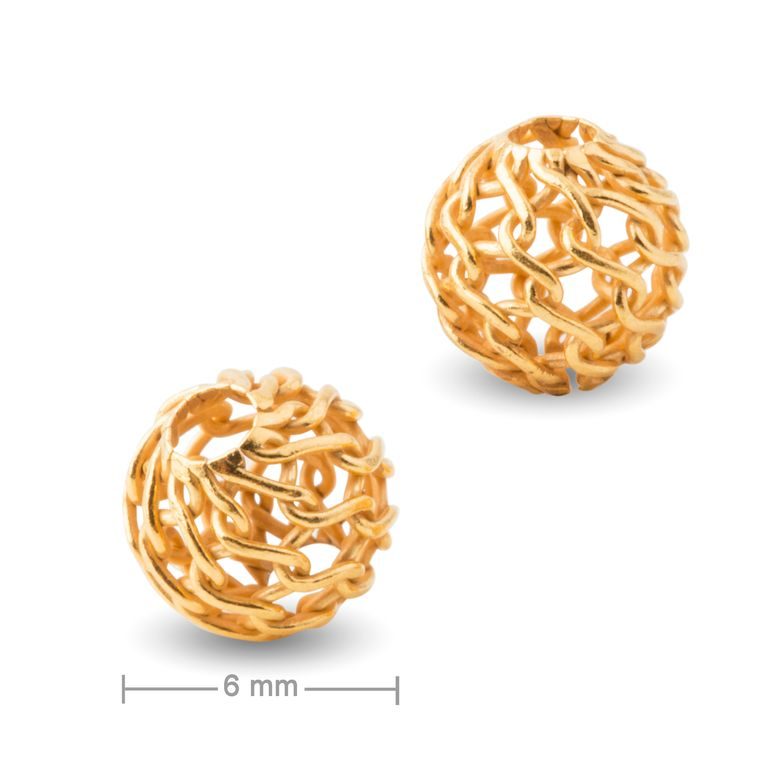 Mărgele filigran argintii 6mm placate cu aur de 24K nr.701