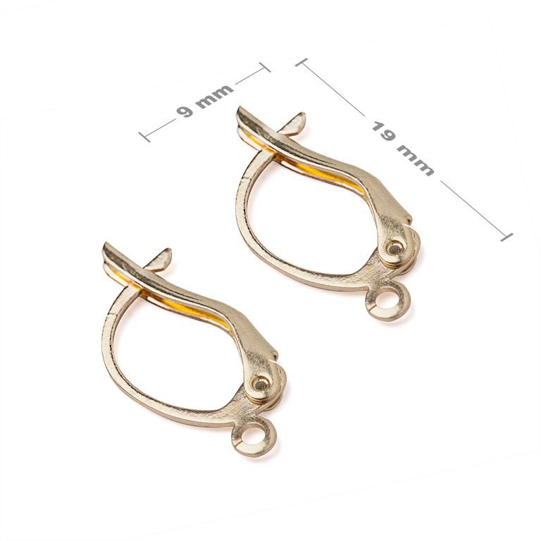 Leverback earring hooks 19x9mm gold