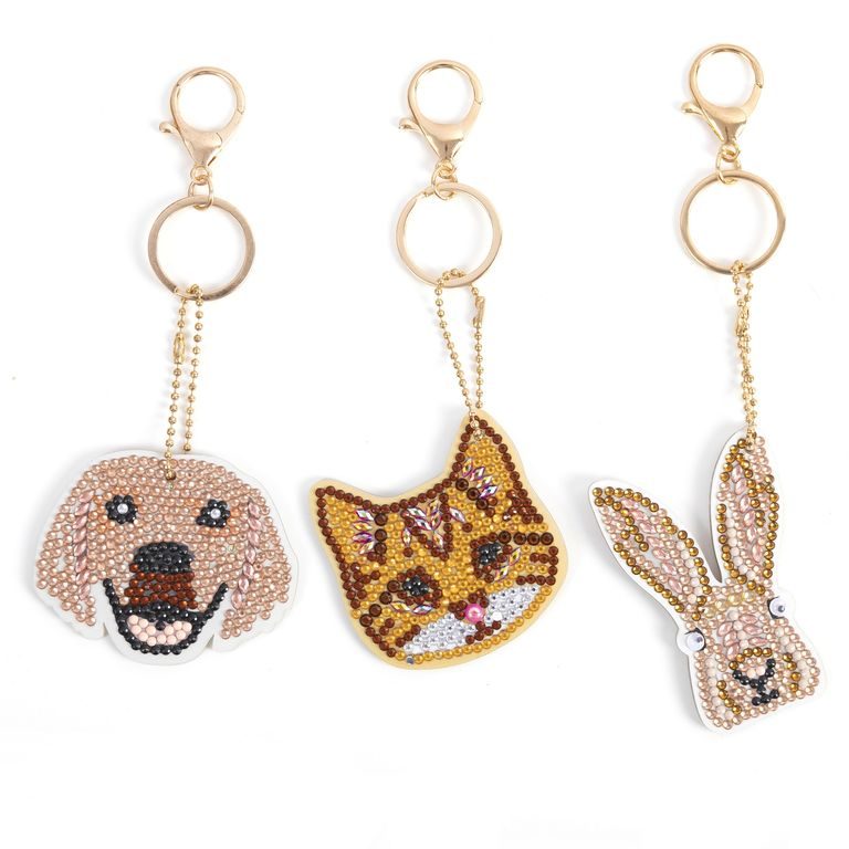 Diamond painting keyring kit pets