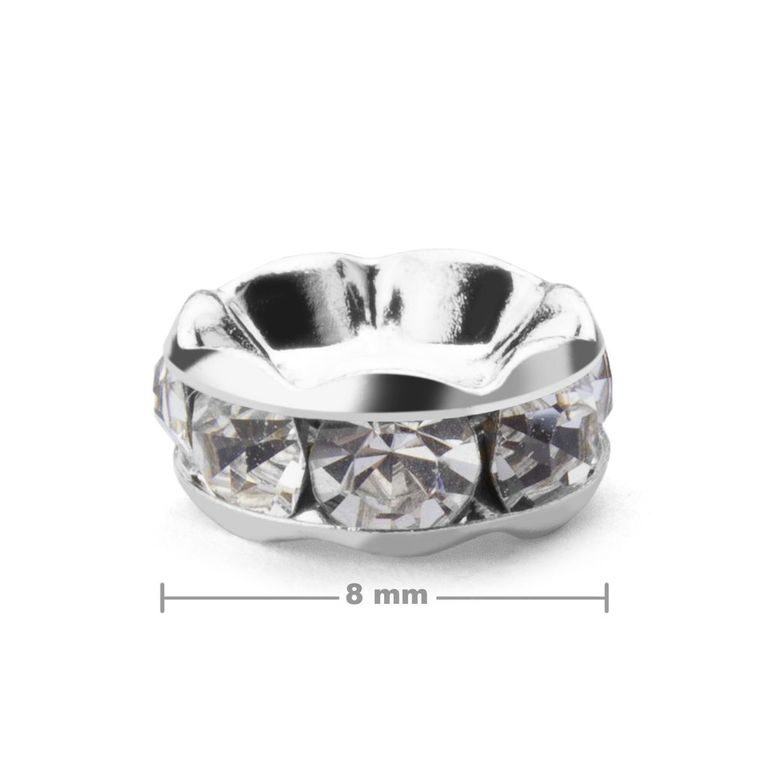 Rhinestone rondelle 8mm silver Crystal