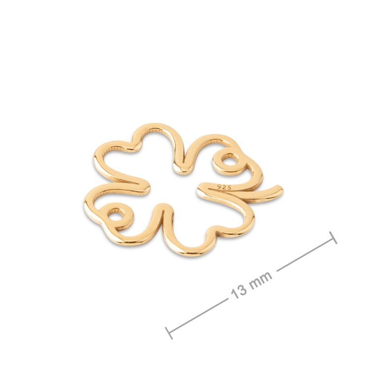 Silver connector clover gold-plated 13mm No.781