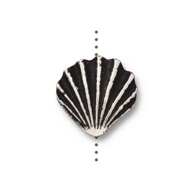 TierraCast bead Scallop Shell antique silver