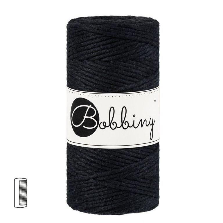 Bobbiny Fir textil Macramé Regular 3mm Black