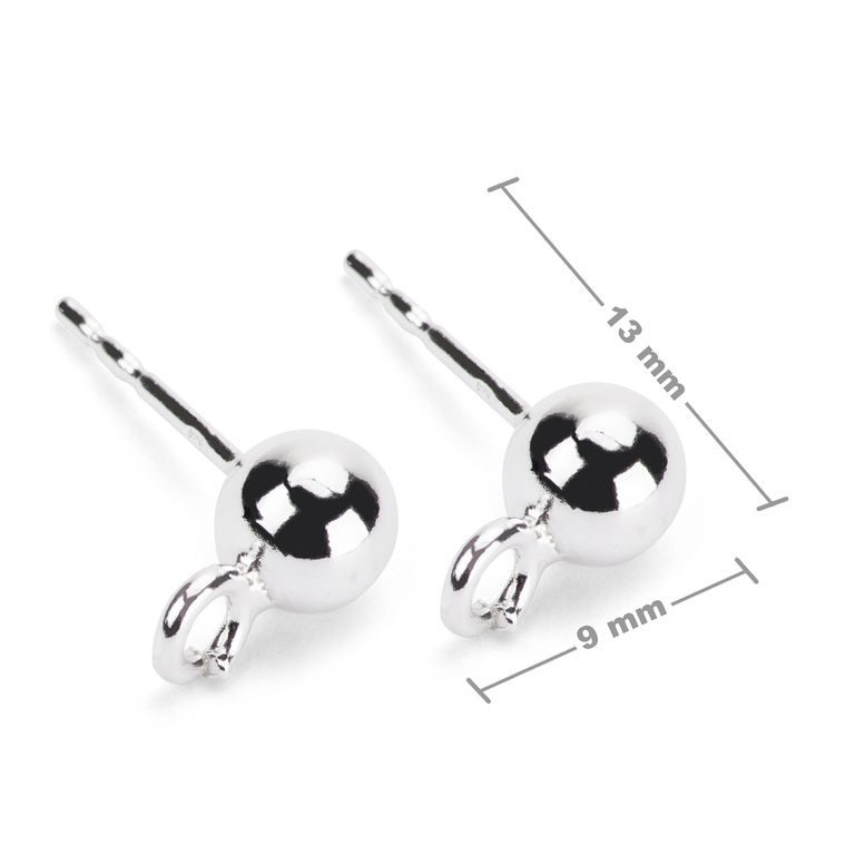 Sterling silver 925 ball ear post 5mm with transverse eyelet No.245