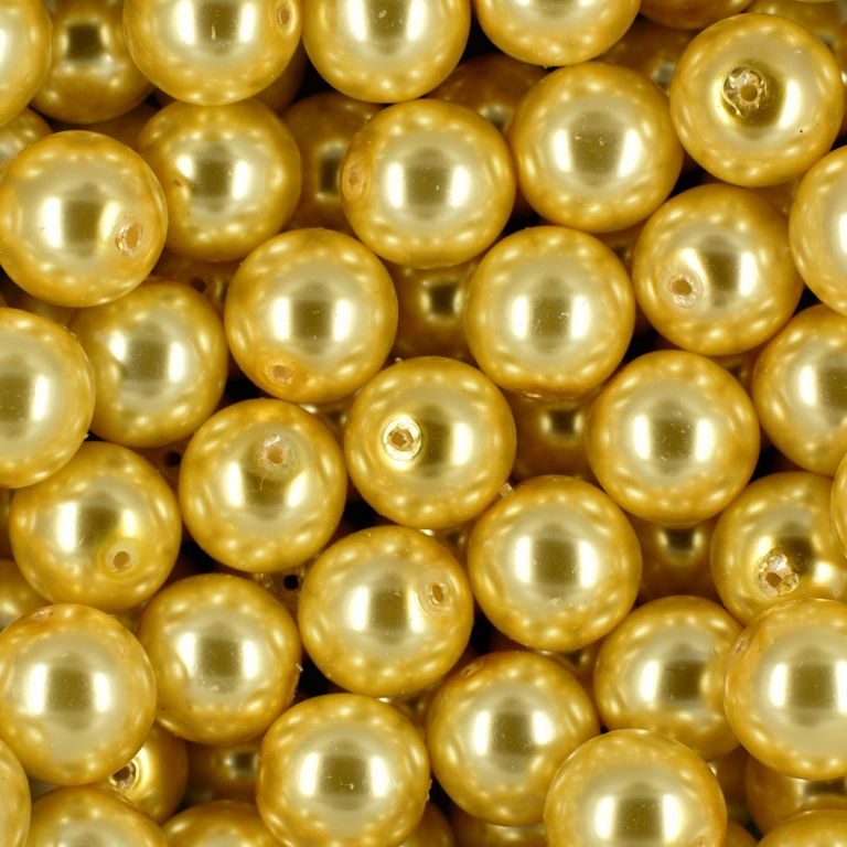 Glass pearls 12mm gold