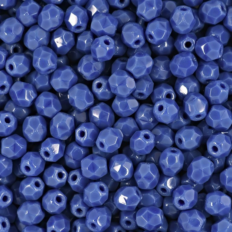 Glass fire polished beads 4mm Opaque Blue