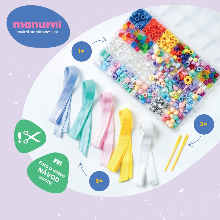 Manumi kreativní sada na výrobu náramků z korálků pro děti