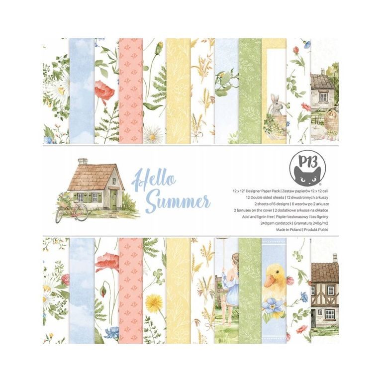 Set of double-sided papers for scrapbook 30x30cm 12 sheets P13 Hello summer