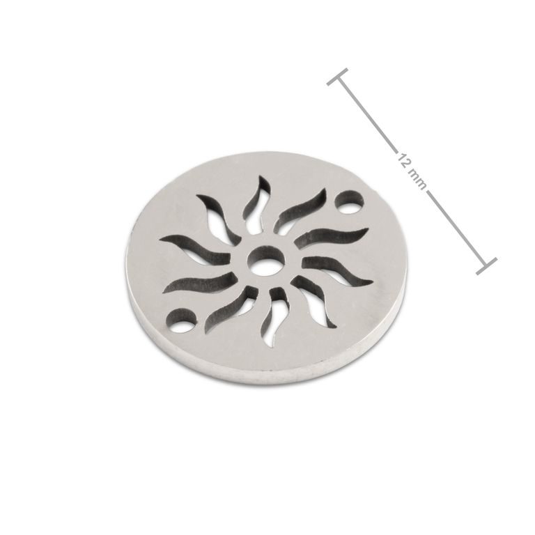 Spojovací díl z chirurgické oceli medailon slunce 12 mm