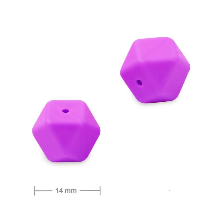 Silikonové korálky hexagon 14 mm Lavender