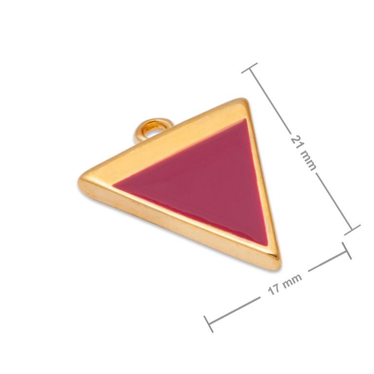Manumi přívěsek červený trojúhelník 21x17mm pozlacený